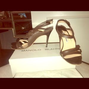Manolo Blahnik strappy leather sandal.